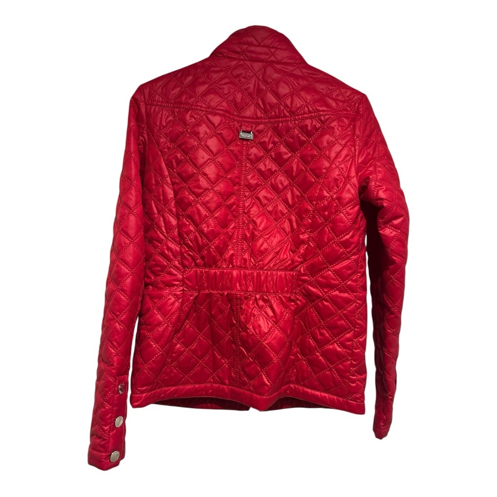 Laundry by Shelli Segal Red Quilted Jacket Leopard Lined Size Small - Picture 4 of 11